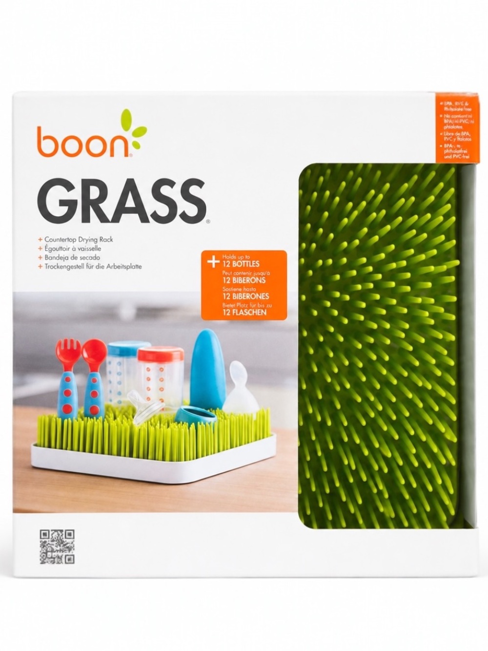 Boon GRASS Countertop Baby Bottle Drying Rack Green White Great Condition